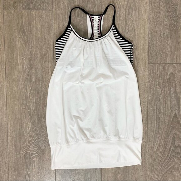 Lululemon No Limits Tank Top White Classic Stripe Black White Black Size 4 - Picture 6 of 16